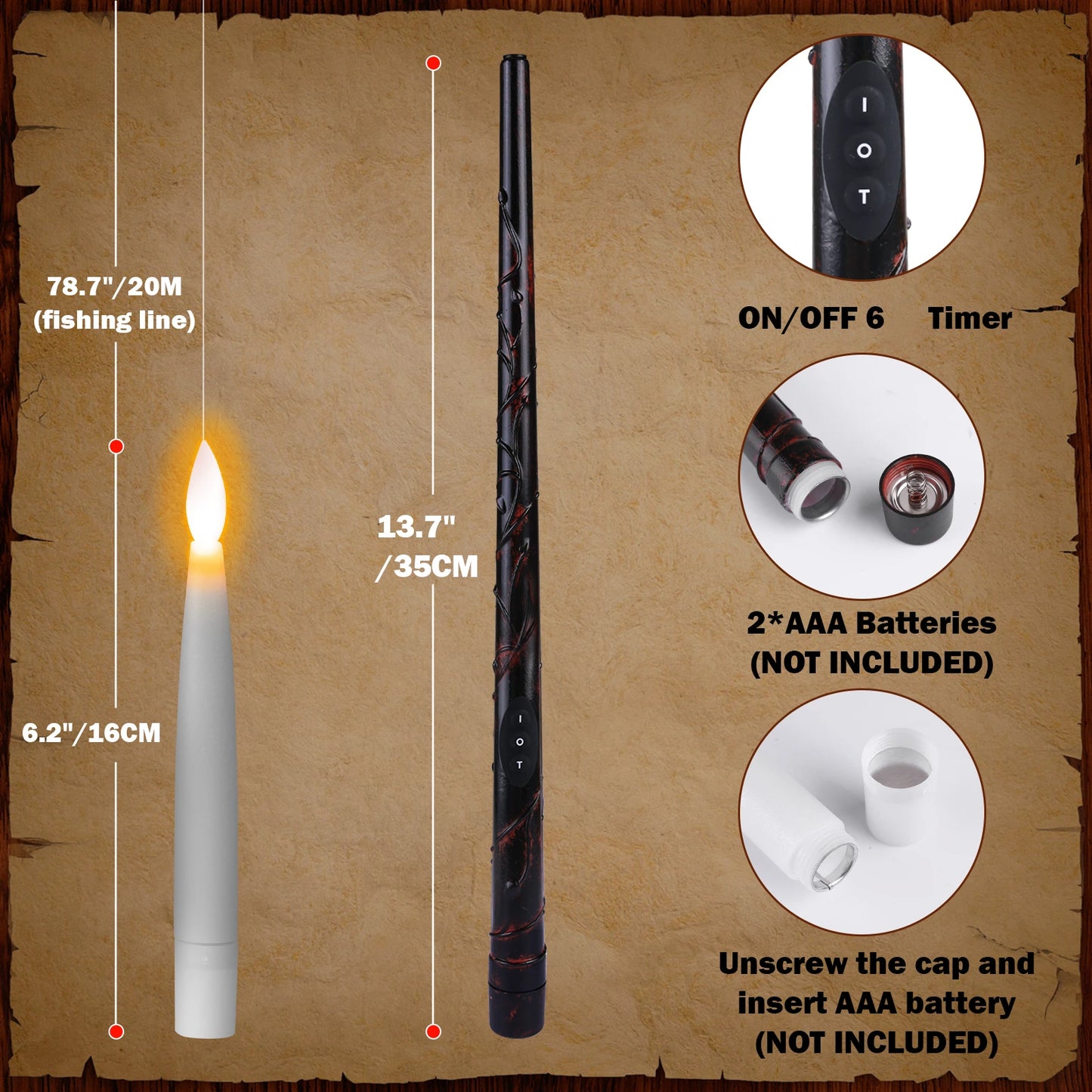 Floating Candles with Magic Wand Remote Control Flickering