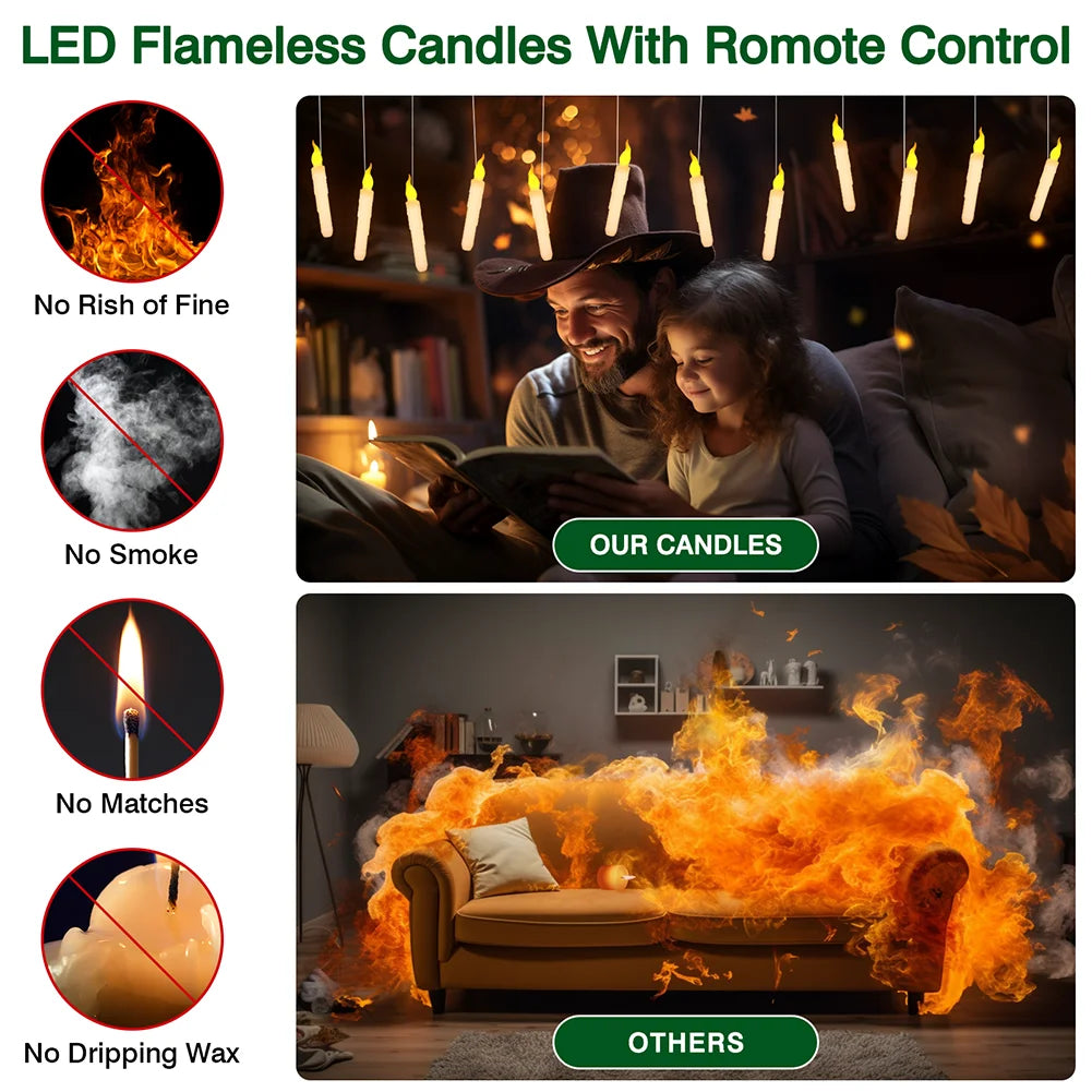 Floating Candles with Magic Wand Remote Control Flickering