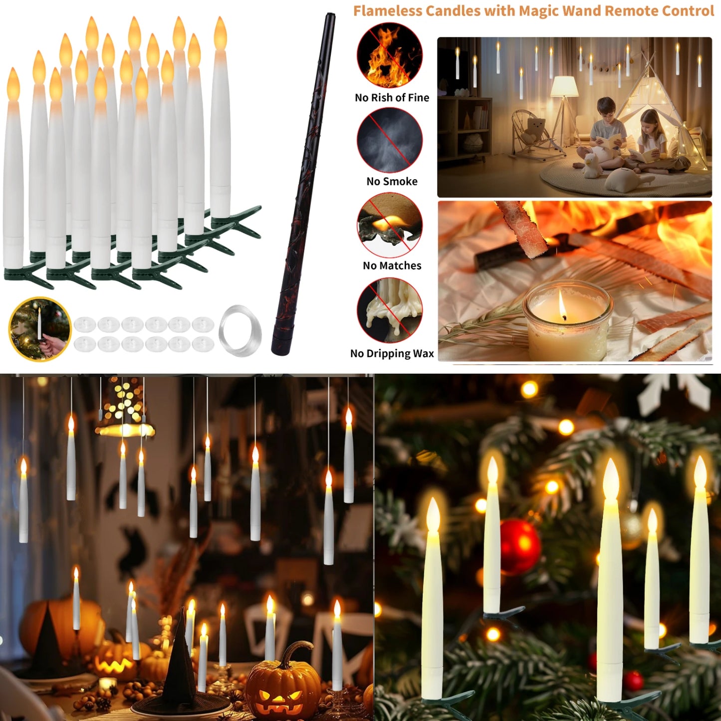 Floating Candles with Magic Wand Remote Control Flickering
