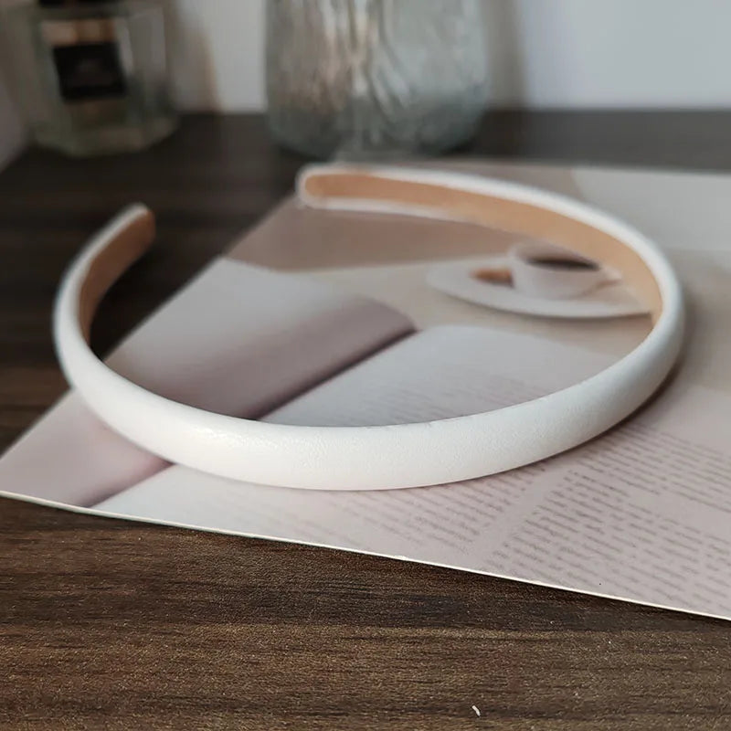 Fashion PU Solid Good Bezel Headwear Women Headband Girls Vintage Hair Bands Hairband Hoop for Holiday Party Hair Accessories