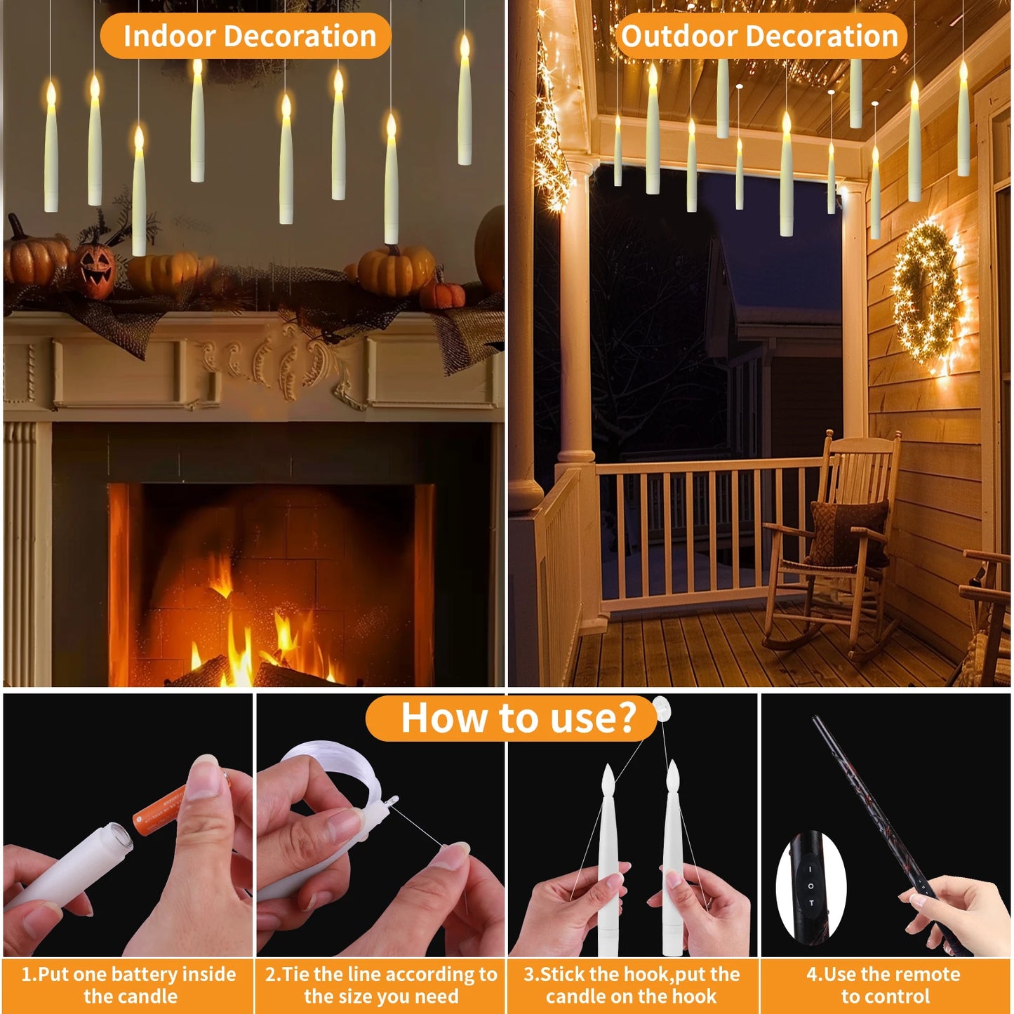 Floating Candles with Magic Wand Remote Control Flickering