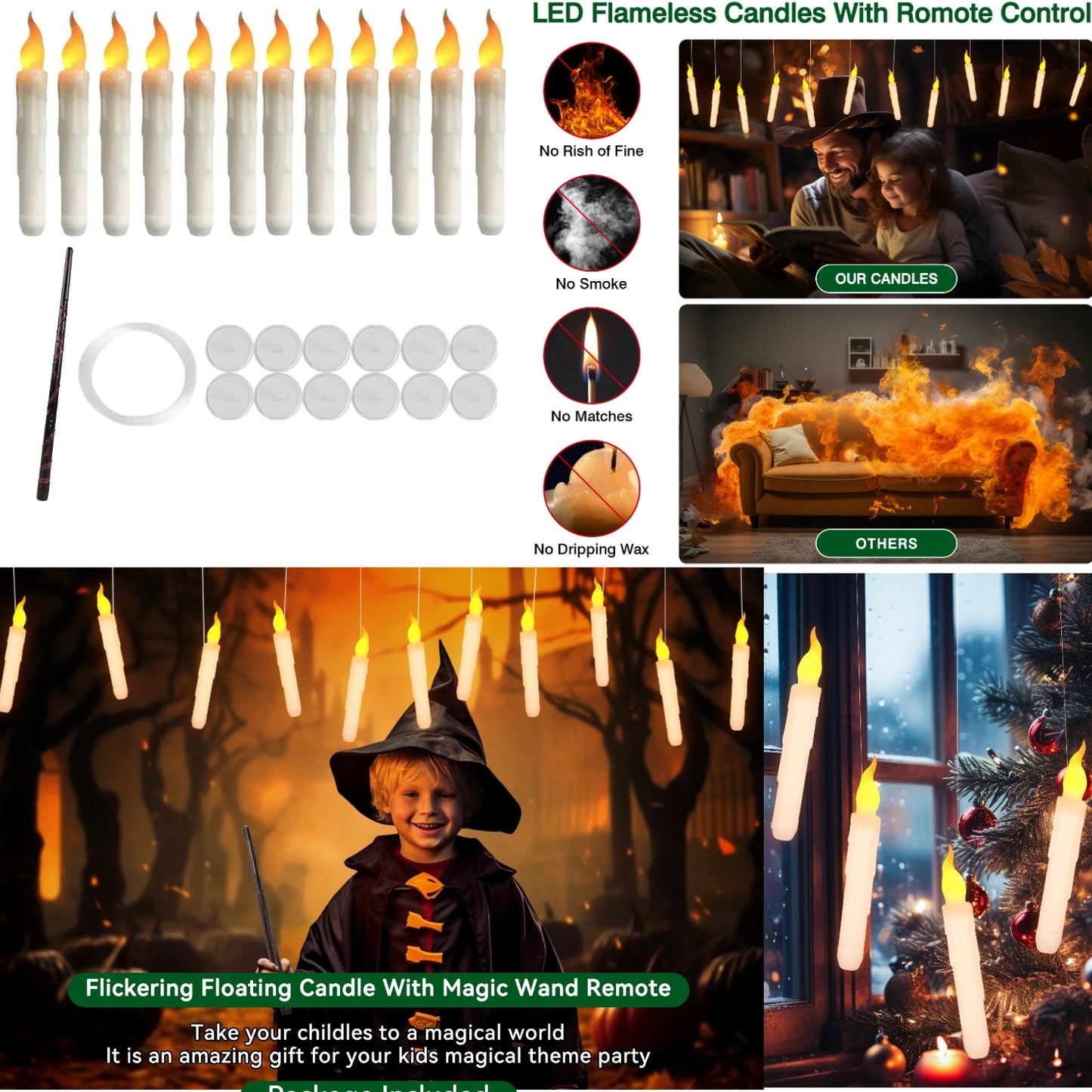Floating Candles with Magic Wand Remote Control Flickering