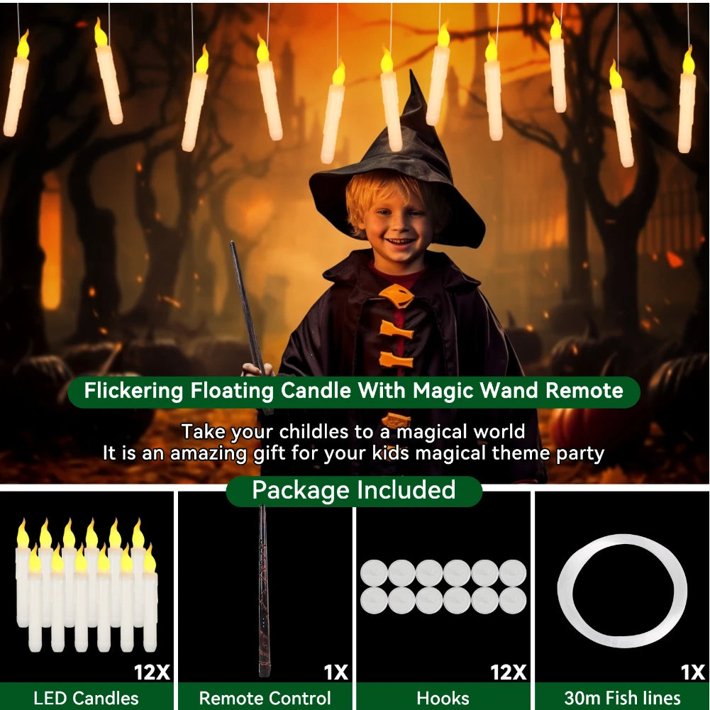 Floating Candles with Magic Wand Remote Control Flickering