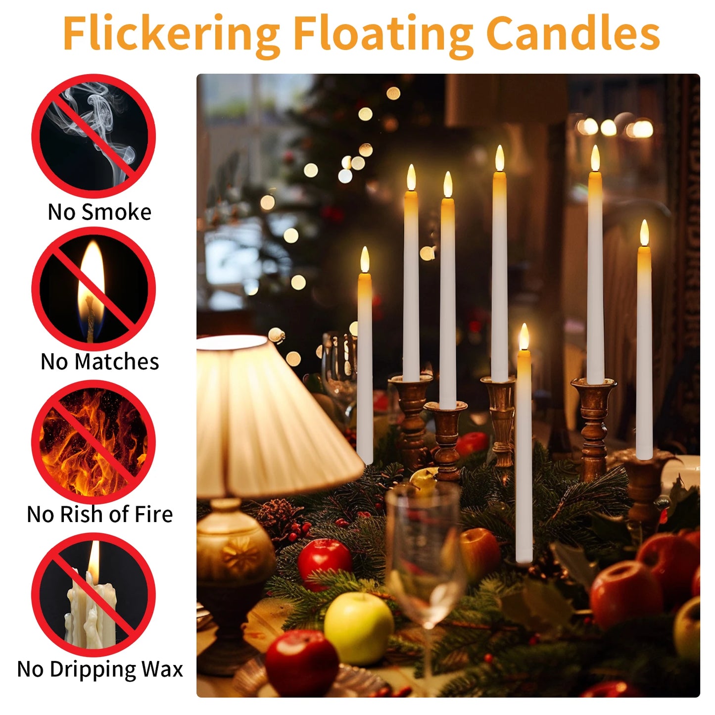 Floating Candles with Magic Wand Remote Control Flickering
