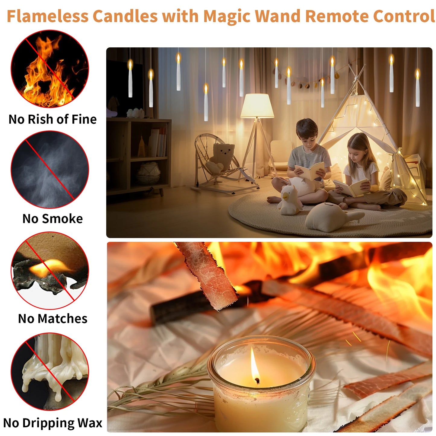 Floating Candles with Magic Wand Remote Control Flickering