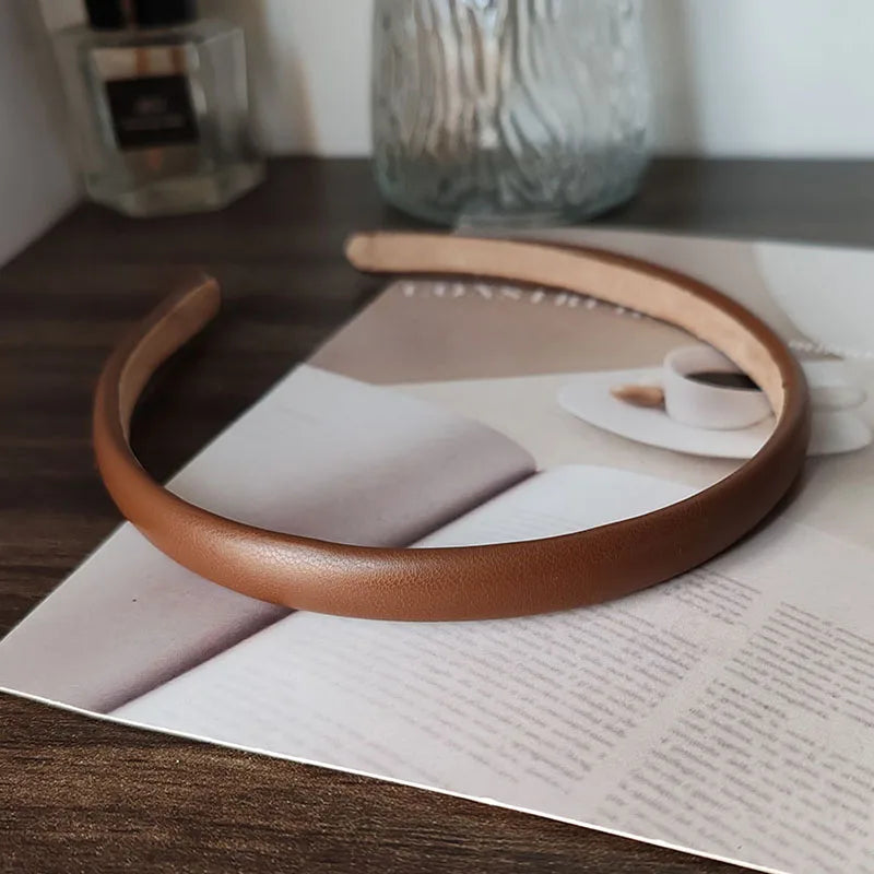Fashion PU Solid Good Bezel Headwear Women Headband Girls Vintage Hair Bands Hairband Hoop for Holiday Party Hair Accessories
