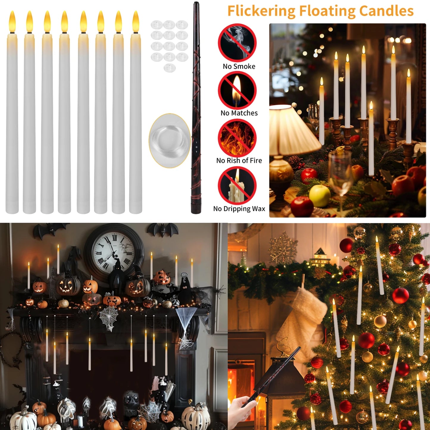 Floating Candles with Magic Wand Remote Control Flickering