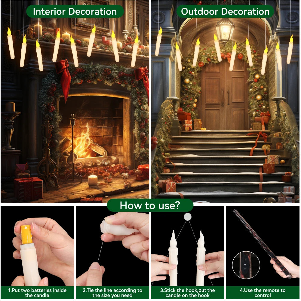 Floating Candles with Magic Wand Remote Control Flickering
