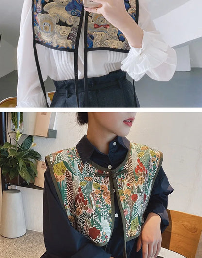 Vests Women Embroidery Lace-up Chic Vintage