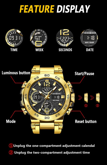 LIGE New Watches For Men 50M Waterproof Clock Alarm