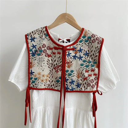 Vests Women Embroidery Lace-up Chic Vintage