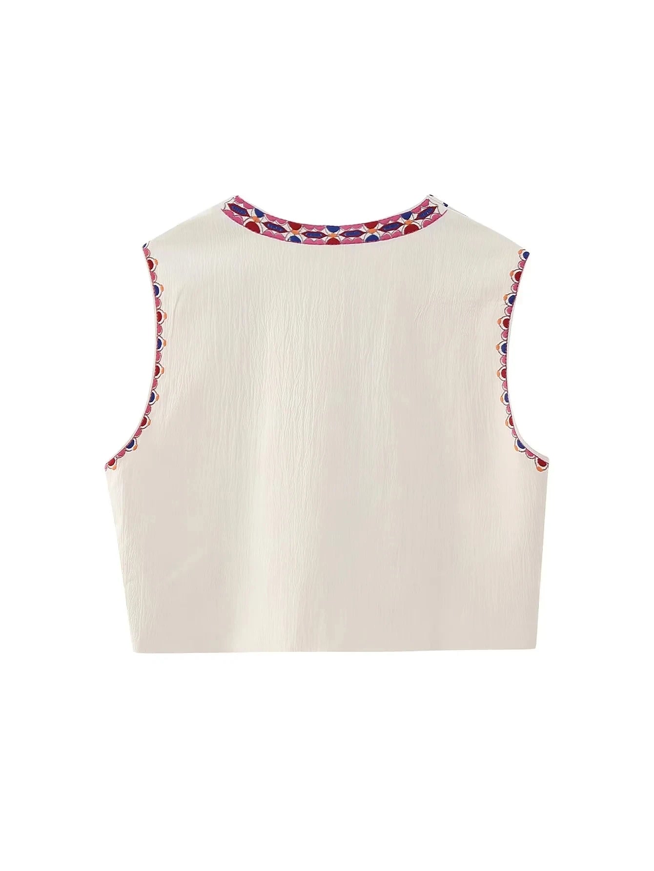 2025 Women Fashion Floral Embroidery Vest Vintage Sleeveless
