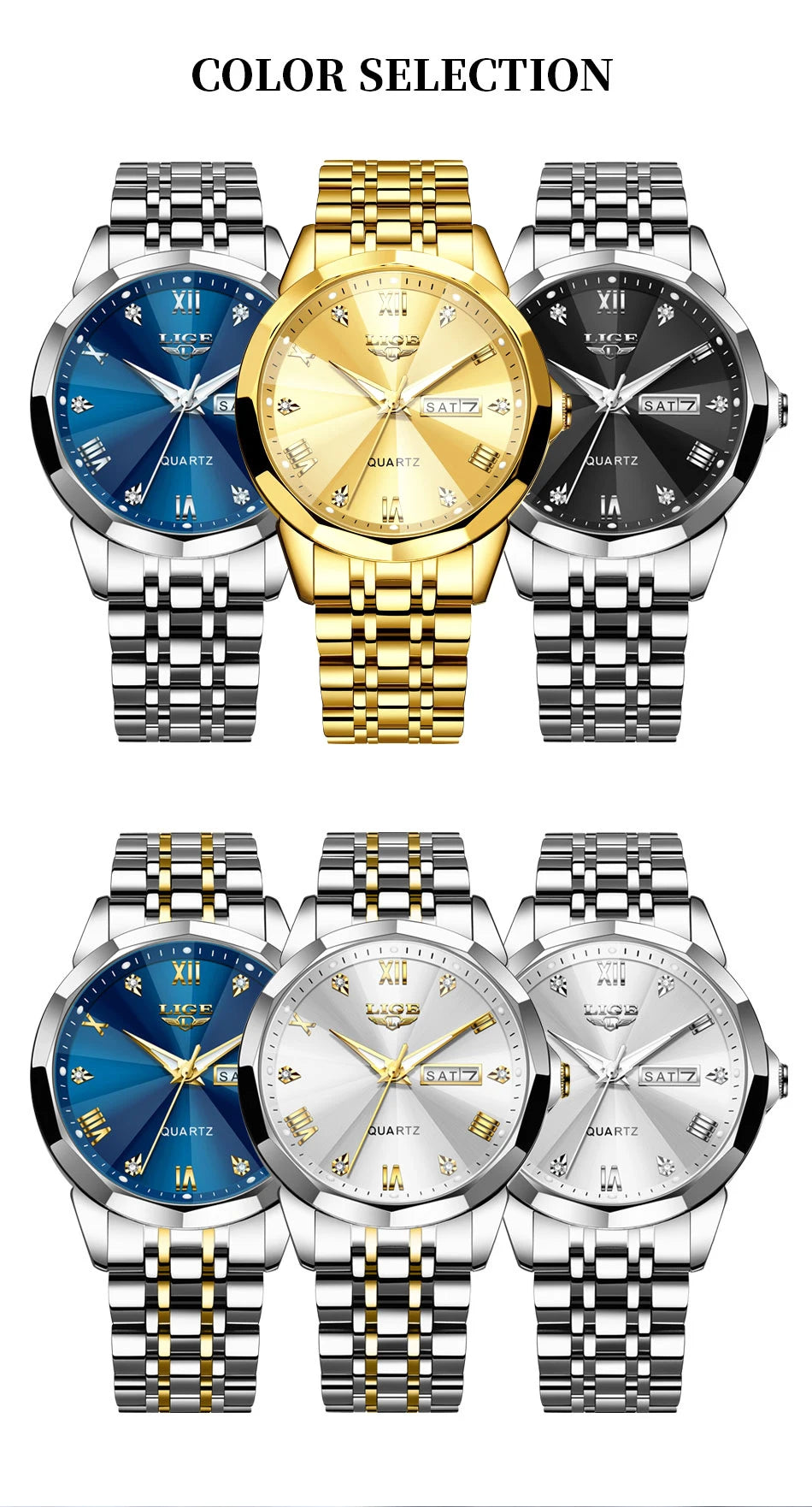 LIGE Fashion Quartz Wristwatches Casual Sport Military Watch