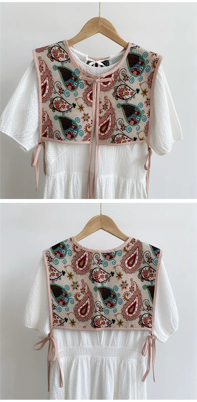 Vests Women Embroidery Lace-up Chic Vintage