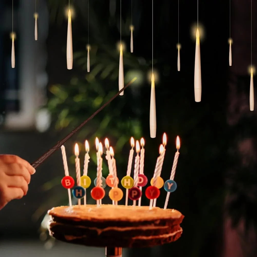 12/10 PCS LED Floating Candles with Magic Wand Flameless