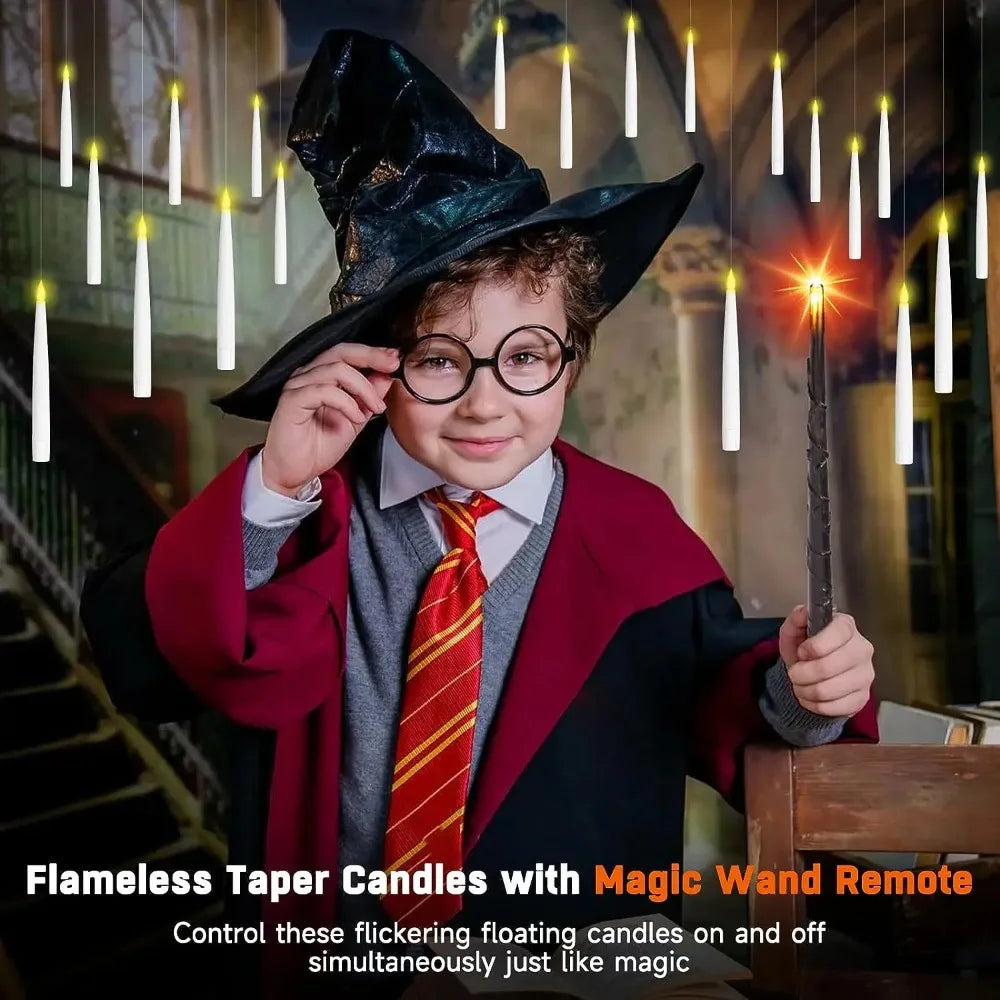 12/10 PCS LED Floating Candles with Magic Wand Flameless