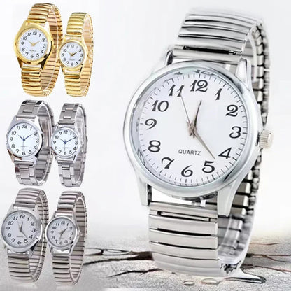 Man Women Couple Wrist Watches Stainless Steel Band Alloy