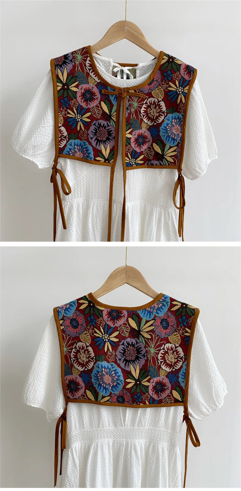 Vests Women Embroidery Lace-up Chic Vintage