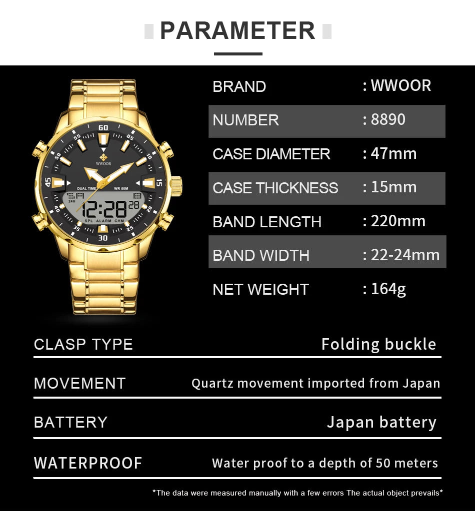 WWOOR New Luxury Digital Watch For Men Sports Big Watches