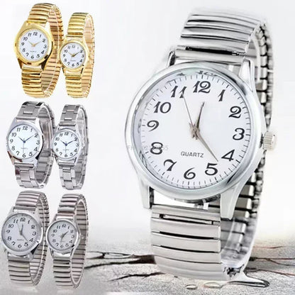 Man Women Couple Wrist Watches Stainless Steel Band Alloy