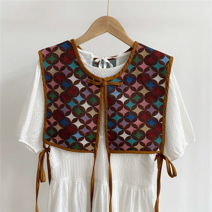 Vests Women Embroidery Lace-up Chic Vintage