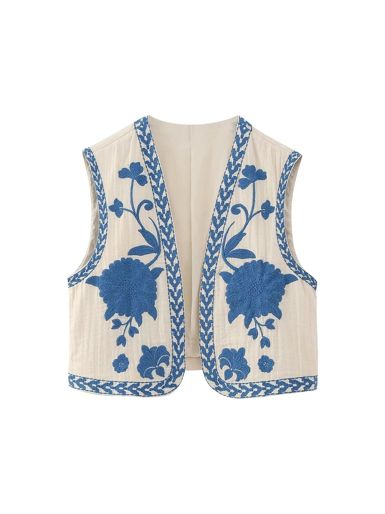2025 Women Fashion Floral Embroidery Vest Vintage Sleeveless