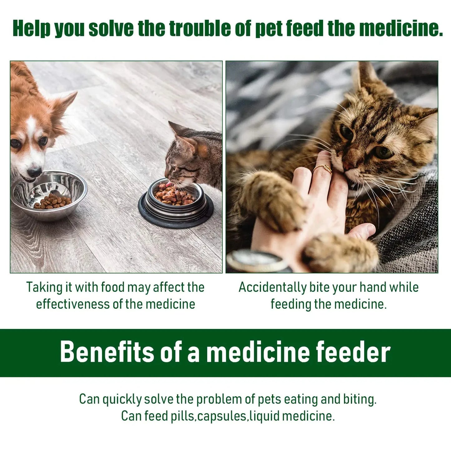 Pet Medication Dispenser, Pressing Feeding Stick for Cats and Dogs