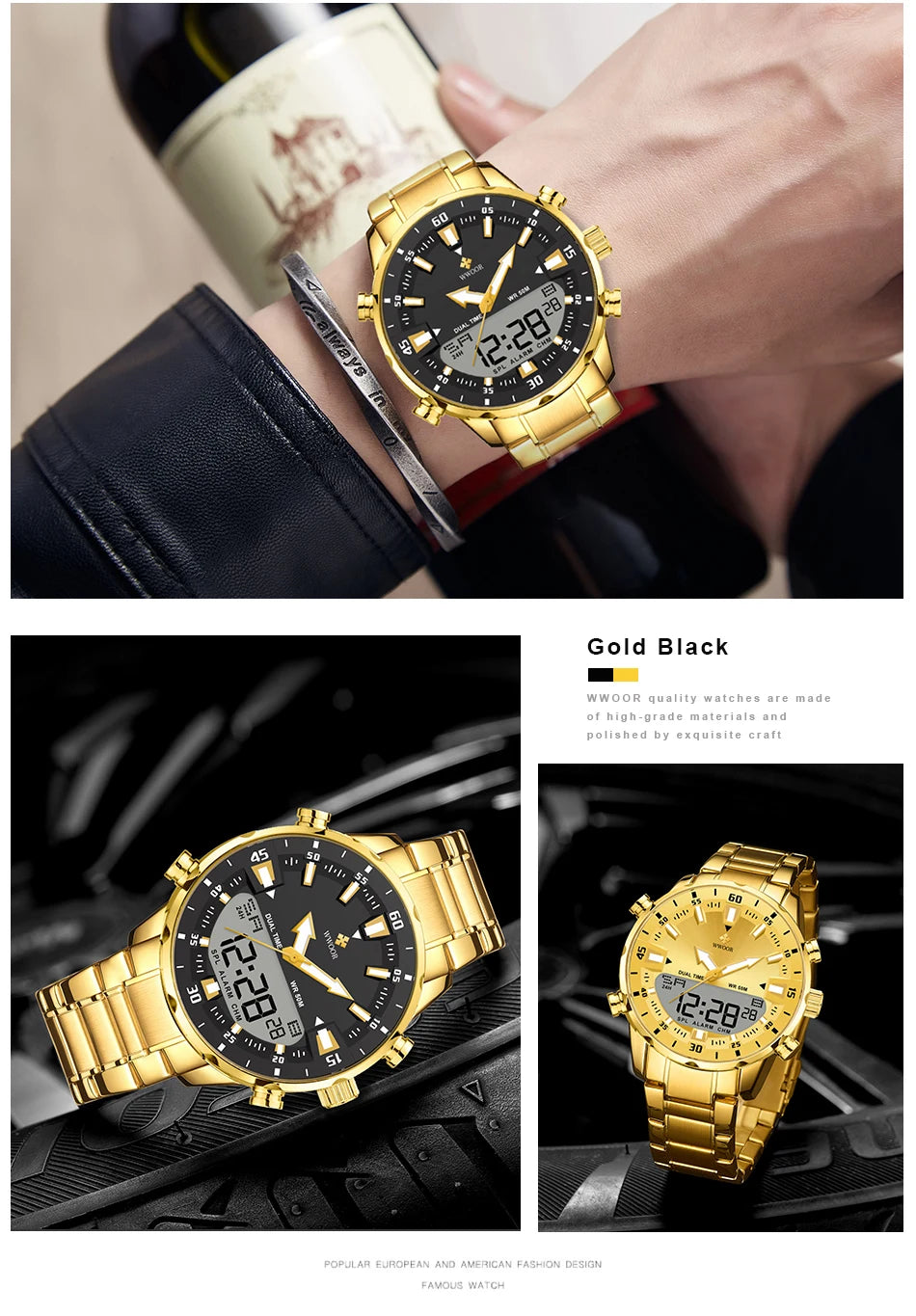 WWOOR New Luxury Digital Watch For Men Sports Big Watches