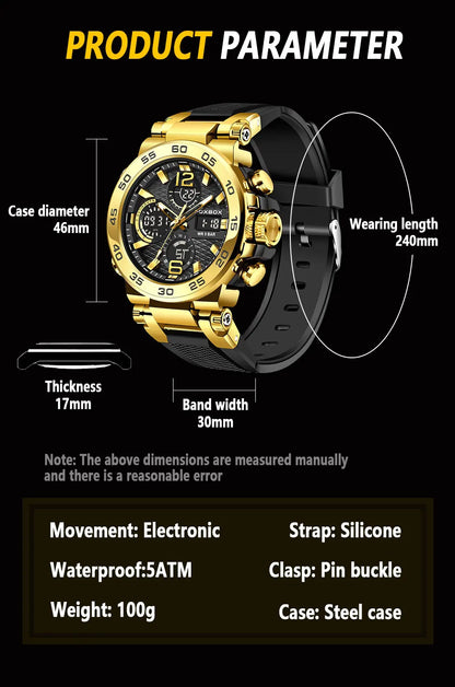 LIGE New Watches For Men 50M Waterproof Clock Alarm