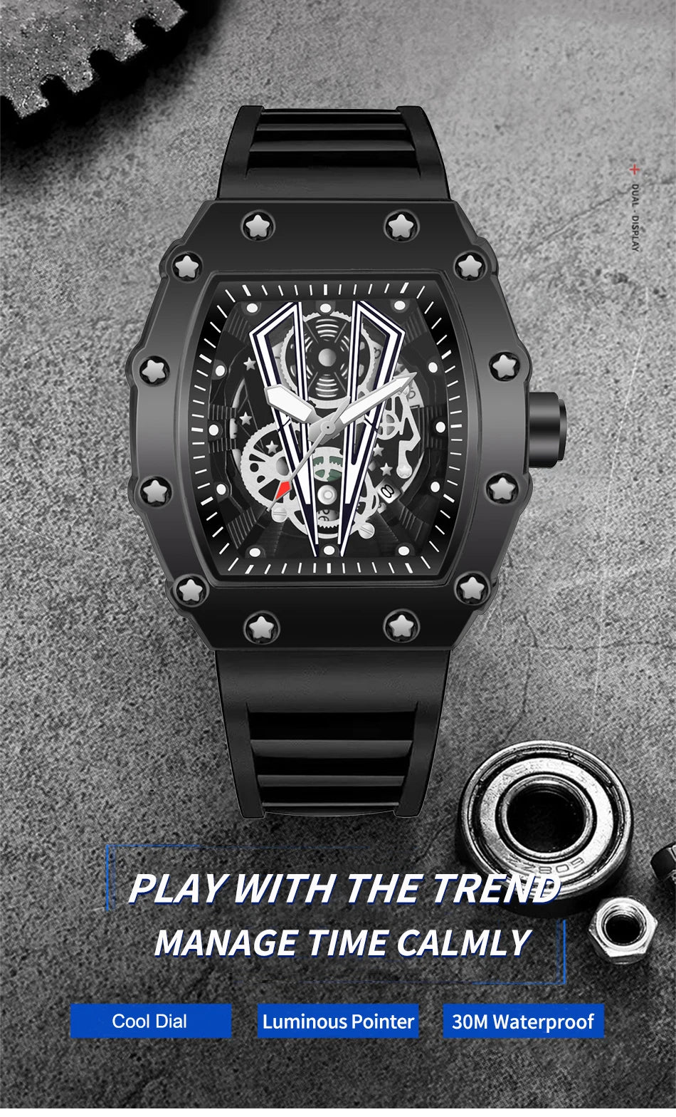 WWOOR Luxury Watch For Men Large Dial Multifunction Sports