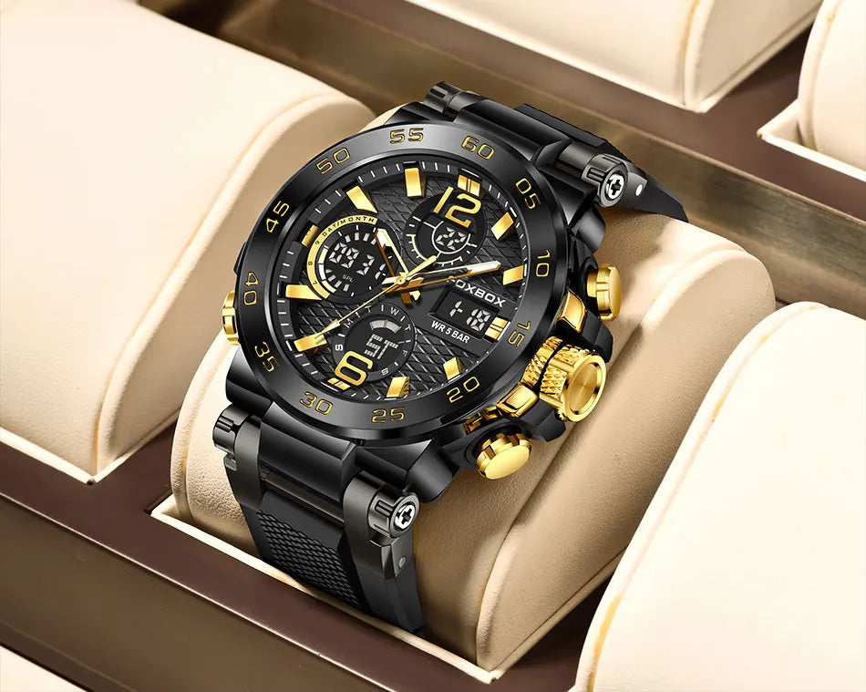 LIGE New Watches For Men 50M Waterproof Clock Alarm
