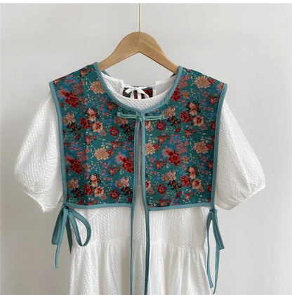 Vests Women Embroidery Lace-up Chic Vintage