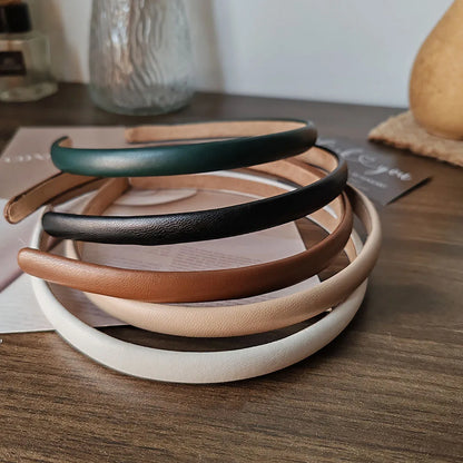 Fashion PU Solid Good Bezel Headwear Women Headband Girls Vintage Hair Bands Hairband Hoop for Holiday Party Hair Accessories