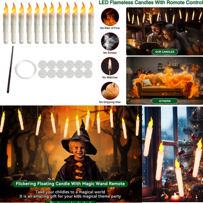 Floating Candles with Magic Wand Remote Control Flickering