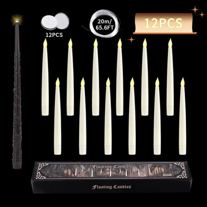 12/10 PCS LED Floating Candles with Magic Wand Flameless