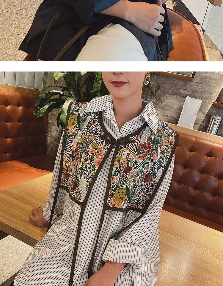 Vests Women Embroidery Lace-up Chic Vintage