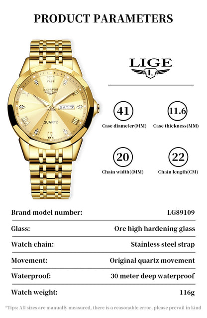 LIGE Fashion Quartz Wristwatches Casual Sport Military Watch