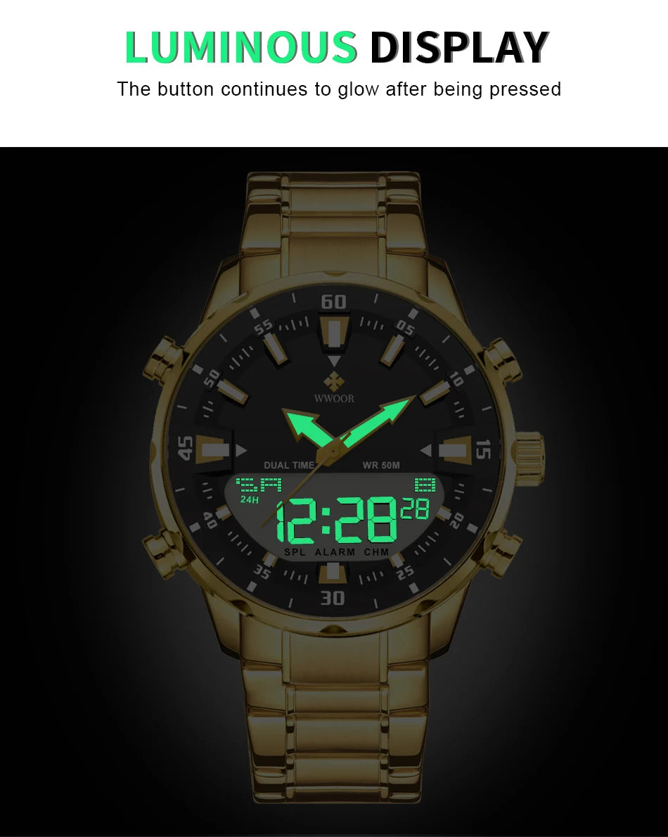 WWOOR New Luxury Digital Watch For Men Sports Big Watches