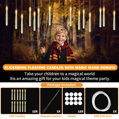 Floating Candles with Magic Wand Remote Control Flickering