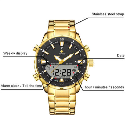 WWOOR New Luxury Digital Watch For Men Sports Big Watches