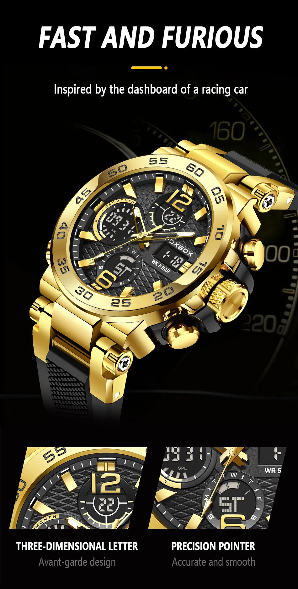 LIGE New Watches For Men 50M Waterproof Clock Alarm