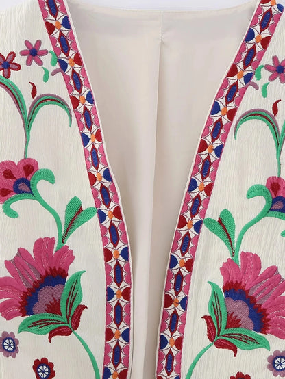 2025 Women Fashion Floral Embroidery Vest Vintage Sleeveless
