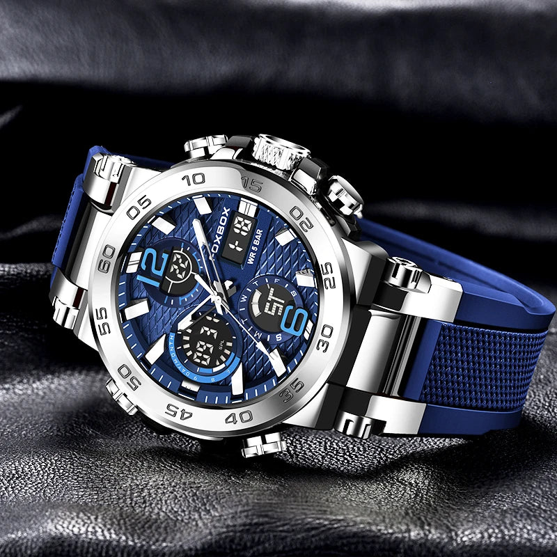 LIGE New Watches For Men 50M Waterproof Clock Alarm
