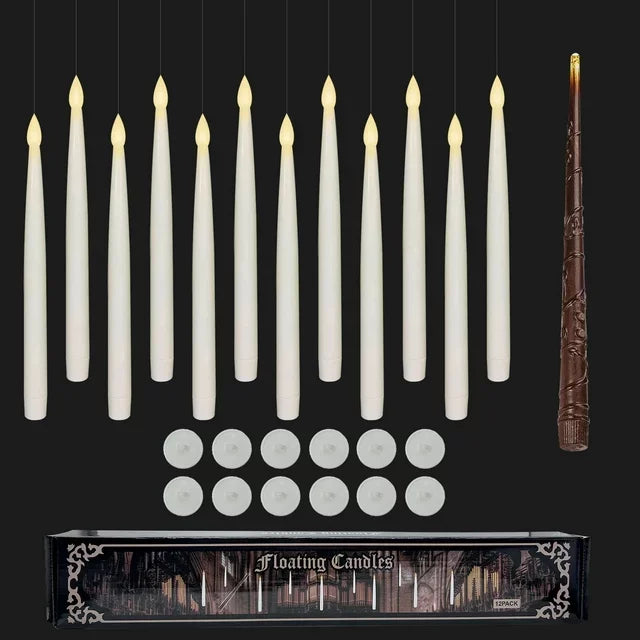 12/10 PCS LED Floating Candles with Magic Wand Flameless