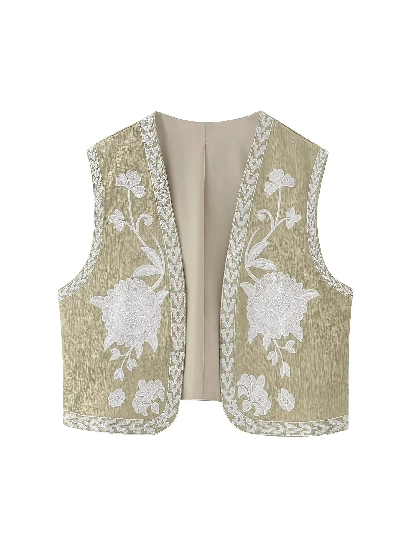2025 Women Fashion Floral Embroidery Vest Vintage Sleeveless