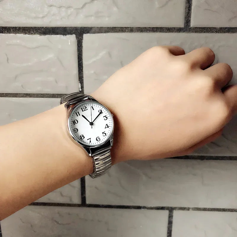 Man Women Couple Wrist Watches Stainless Steel Band Alloy