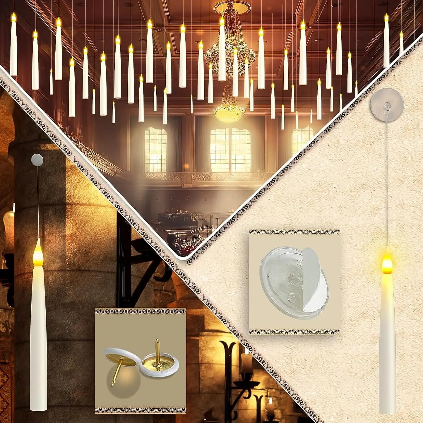 12/10 PCS LED Floating Candles with Magic Wand Flameless