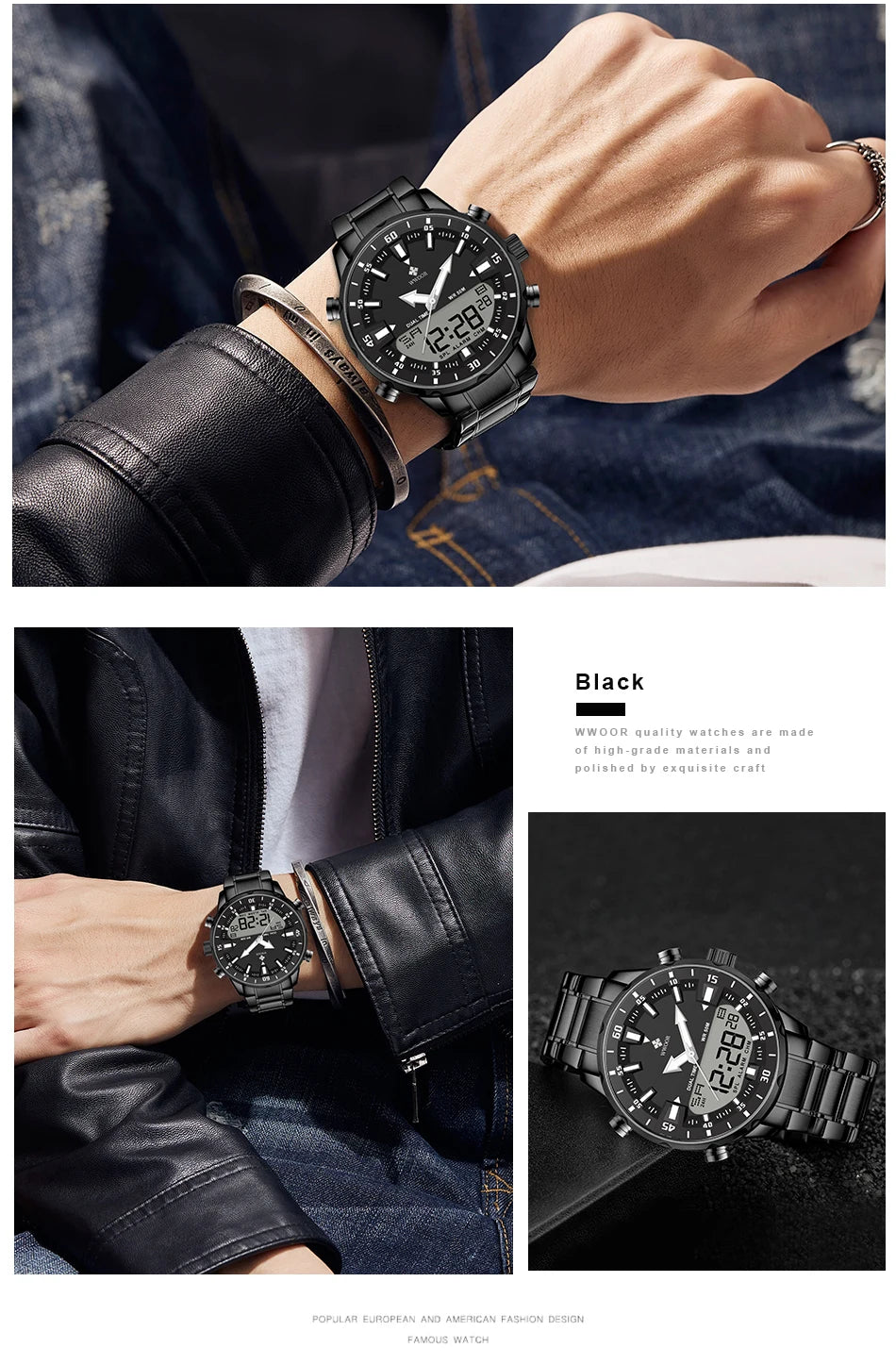 WWOOR New Luxury Digital Watch For Men Sports Big Watches