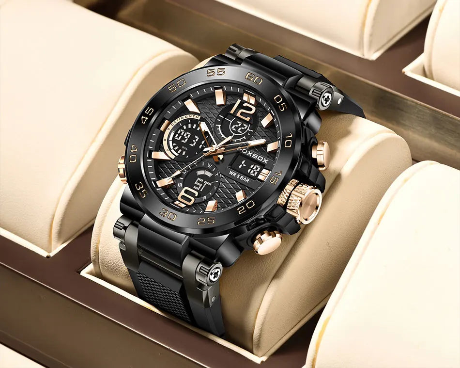 LIGE New Watches For Men 50M Waterproof Clock Alarm