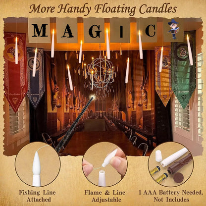 12/10 PCS LED Floating Candles with Magic Wand Flameless